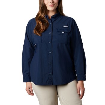 Columbia Overhemd Dames, PFG Bahama Long Sleeve Plus Size Donkerblauw, 61DCIXPAY